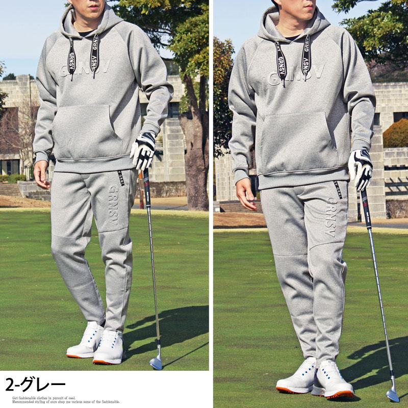 ゴルフウェア メンズ 上下セットアップ プルパーカー トレーナー