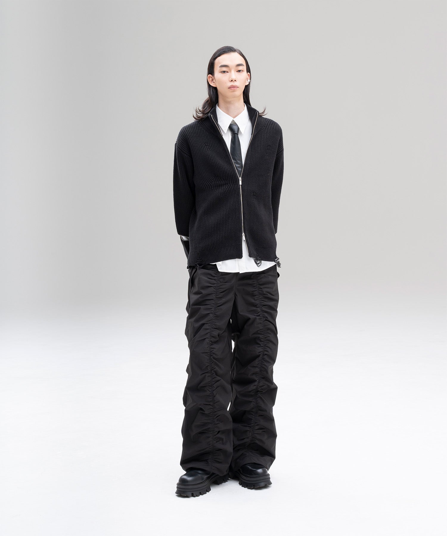 jent louis Side Line Tucked Pants ブラック M jent louis Side Line