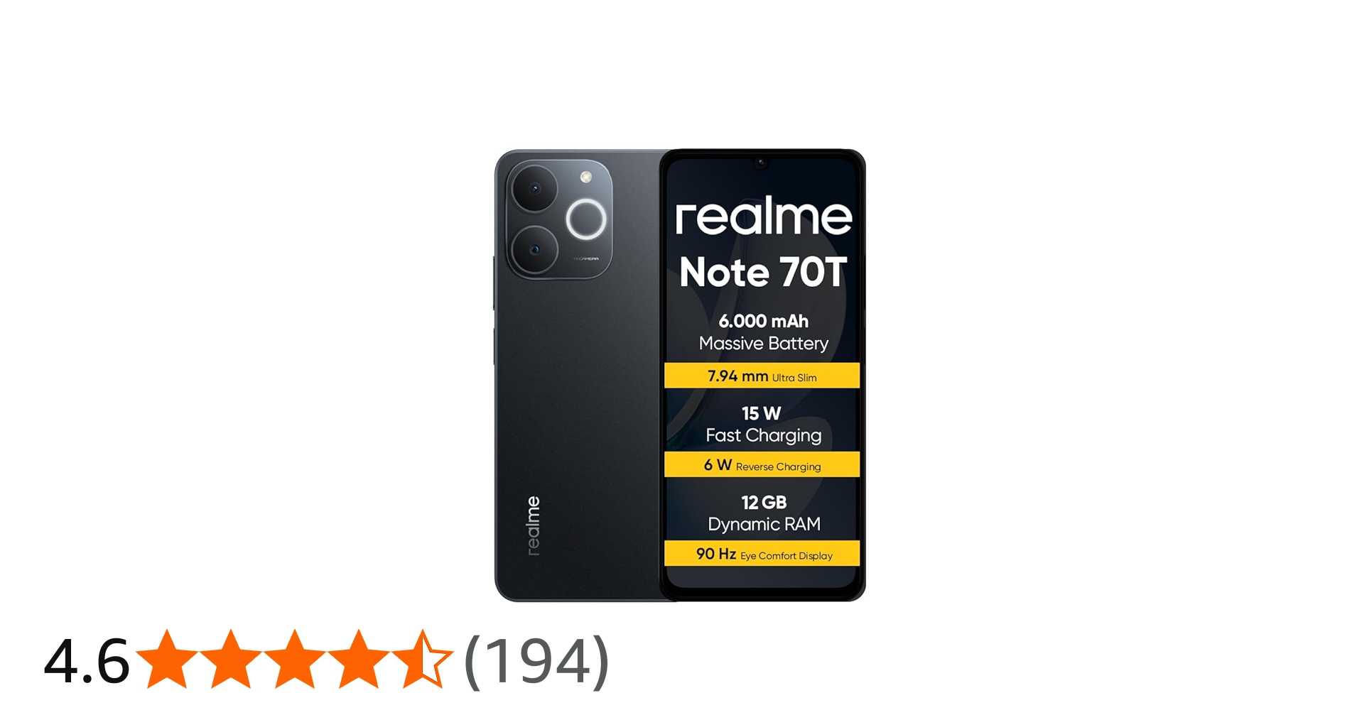 realme Note 70T Smartphone 4+64GB, 6000mAh Battery, 15W Fast