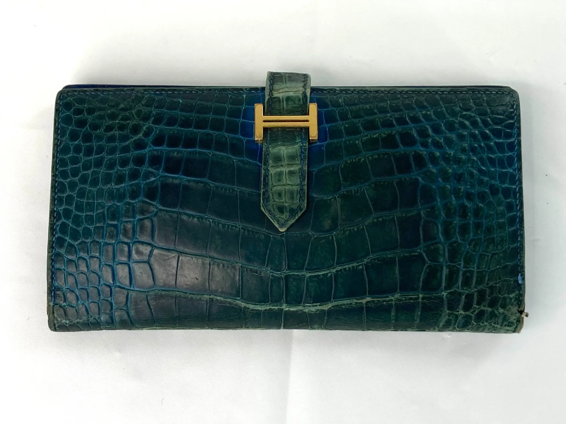 HERMES／エルメス べアン アリゲーター クロコ 長財布 修理実績