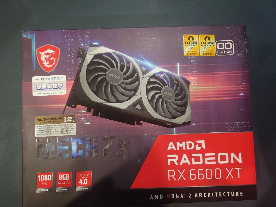 MSI RX 6600 XT 8GB GDDR6 グラフィックボード MSI Radeon RX 6600 XT GAMING 8G